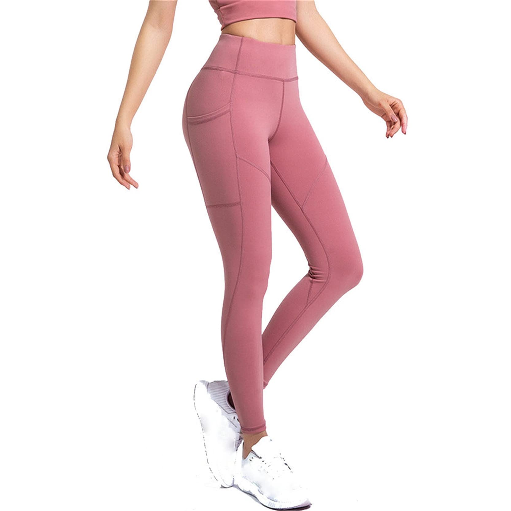 Leggins Mujer Gimnasio Deportivo Pilates, Levantamientos de la altura de las mujeres con bolsillos, pantalones de yoga flaca de la cintura alta control de la abdomen Poder Flex Pantalones de entrenami