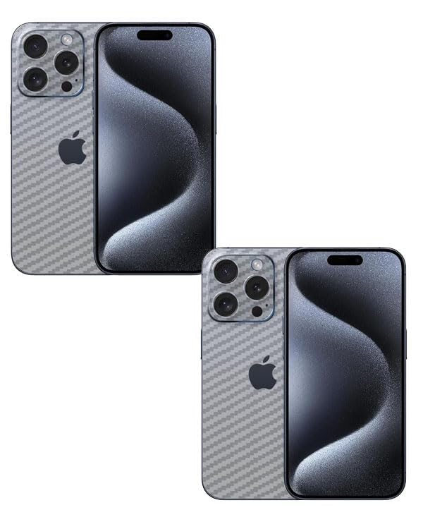 Image of (Pack of 2) Compatible with Skin Sticker /Vinyl wrap /Protective Film Mobile Back Skin Carbon Fiber 3D Transparent by Candeal Mizhan(Only Back) (Apple, Apple iPhone 15 Pro)