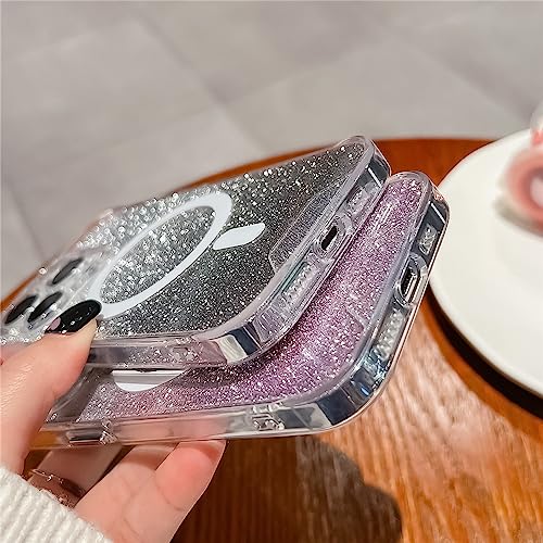 Housse violette magnétique de protection pour iPhone 14 Plus 13 12 11 carré paillettes - 5