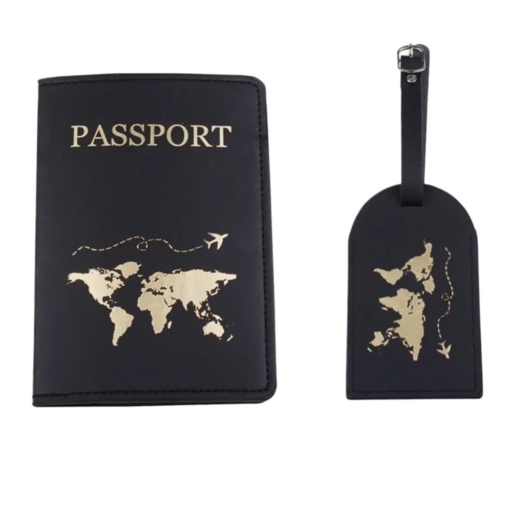 Funda de pasaporte de viaje de piel sintética con letras impresas para equipaje, etiqueta de identificación de maleta, etiqueta de embarque de equipaje, d, Talla única