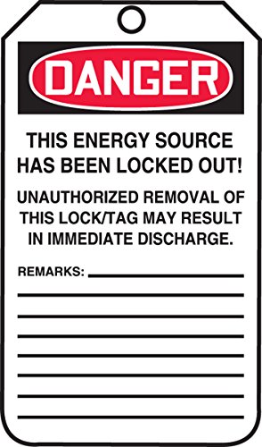 Accuform Lockout Tags, Pack Of 5, Danger Locked Out Do Not Remove, Us Made Osha Compliant Tags, Temperature & Water Resistant Rp-Plastic, 5.75" X 3.25", Mlt418Ptm #TOP1