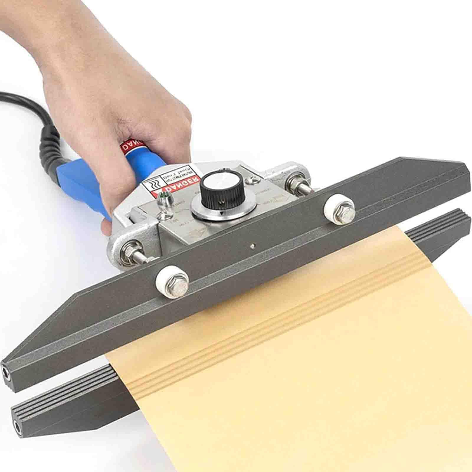 Sellador térmico de mano para bolsas de plástico con temperatura y longitud ajustables, ideal para almacenamiento de alimentos y conservación fresca