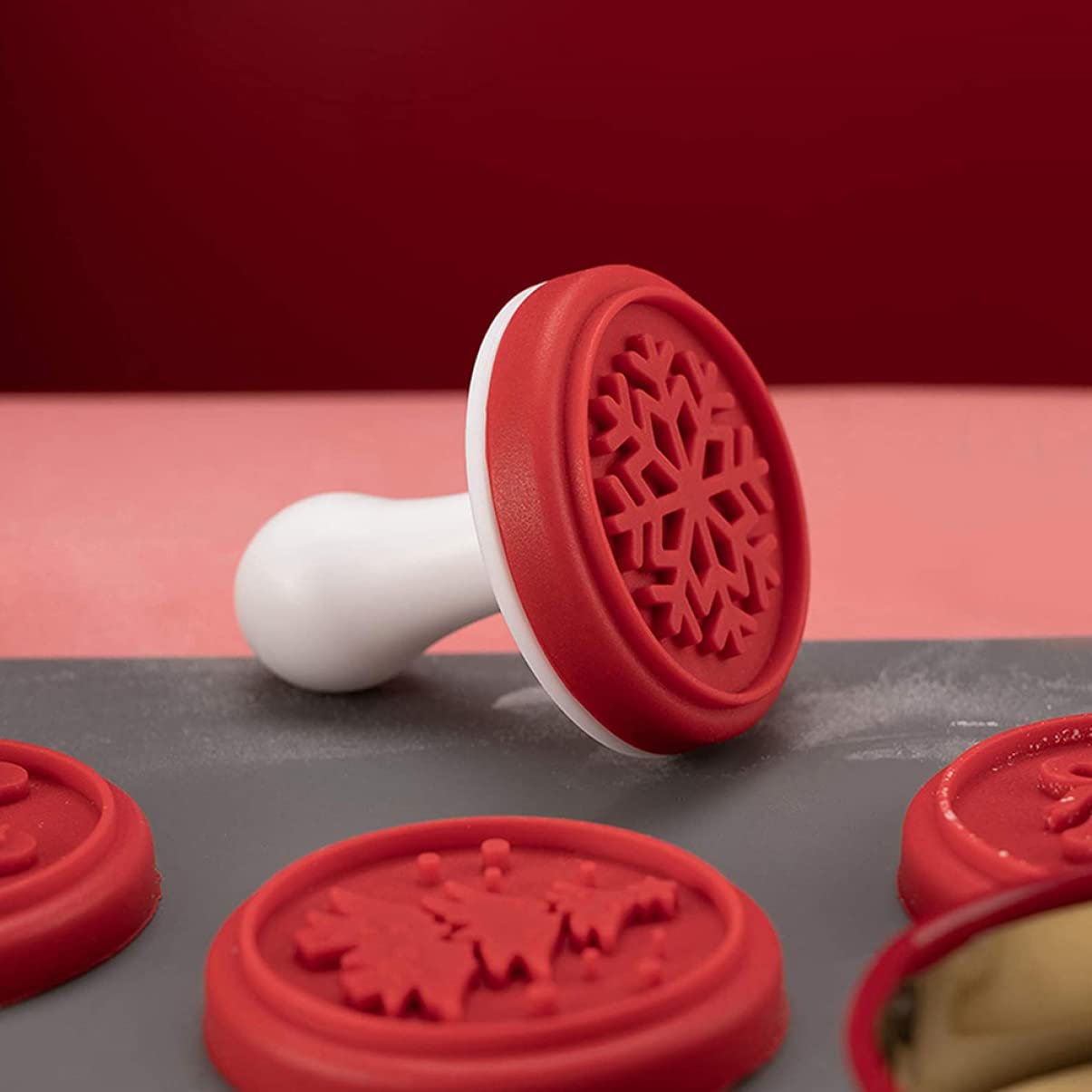 PRETYZOOM 5 Juegos sello de galleta anillos para hornear galletas Gelatina kitchen gadgets accesorios cocinita molde de galletas de navidad sello decorativo para galletas Acero inoxidable