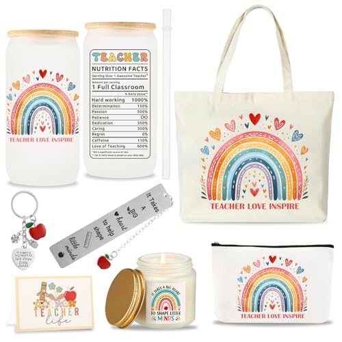 Regalo de agradecimiento al profesor, vaso de cristal de 16 onzas, regalos únicos para profesores, ideas de estudiantes, cesta de agradecimiento para el día del profesor, jubilación, Navidad, fin de