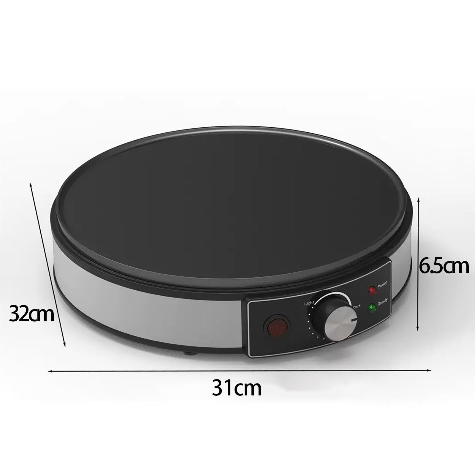Piastra per Crepes Elettrica 30cm con Controllo Temperatura Regolabile Spatola in Legno per Crepes Pancake Uova Tortilla e Griglia Macchina per Pancake Antiaderente per Uso Domestico