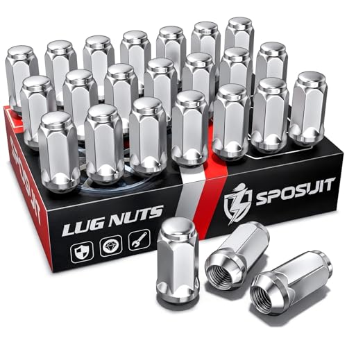 Image of Sposuit 24 Pcs M14x1.5 Chrome Lug Nuts, 19mm Hex - Replacement for Chevy | Compatible with 1999-2024 Chevy Silverado 1500, 2009-2024 Traverse, 2015-2024 Colorado, 2001-2024 Tahoe, 2007-2013 Avalanche
