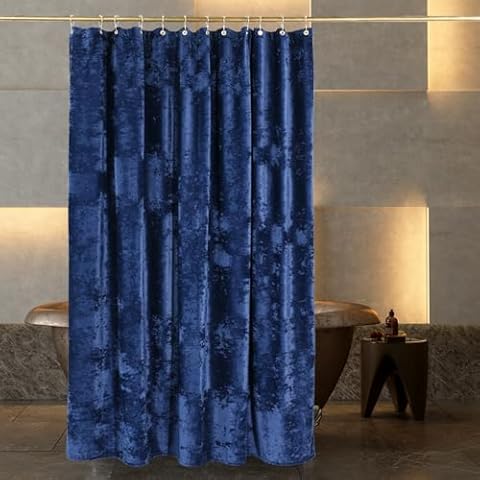 TAMGHO Royal Blue Velvet Shower Curtain Set Cover