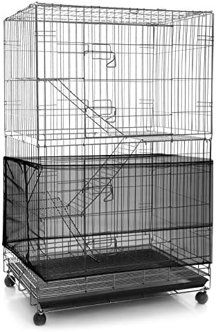 Adjustable Bird Cage Net Cover Birdcage Seed Feather Catcher Soft Skirt Guard Birdcage Nylon Mesh Netting for Parrot Parakeet Macaw Round Square Cages (Black, 118 x 15 Inch/ 300 x 37 cm)