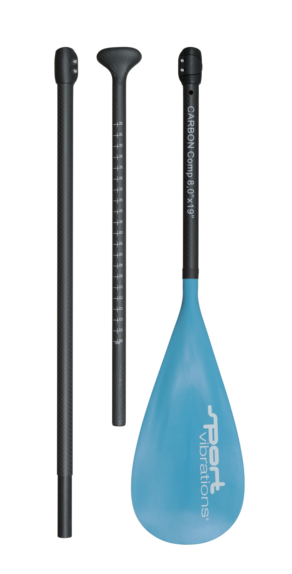 3 TLG. SUP Paddel CarbonComp 8'0" Antitwist- Superlight (3 TLG. SUP Paddel - ohne Paddeltasche)