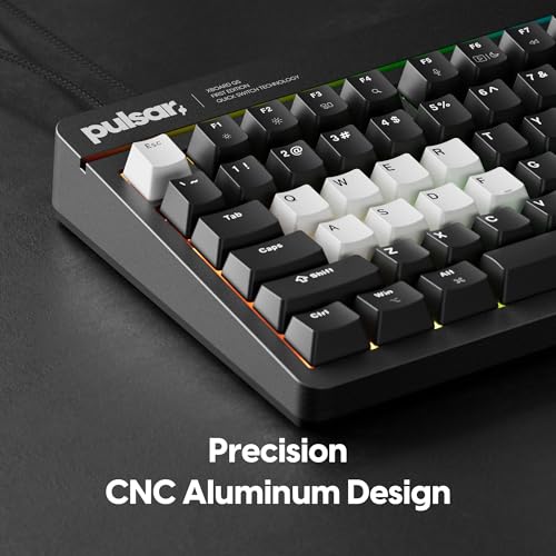 Image of Pulsar XBOARD QS Mechanical Gaming Keyboard - QMK /VIA, Hot Swappable Linear Switch, TKL Layout Gasket Mount, Aluminum Frame, RGB LED Backlit, Knob, Dual PC Quick Switch for Mac /Windows (Black)