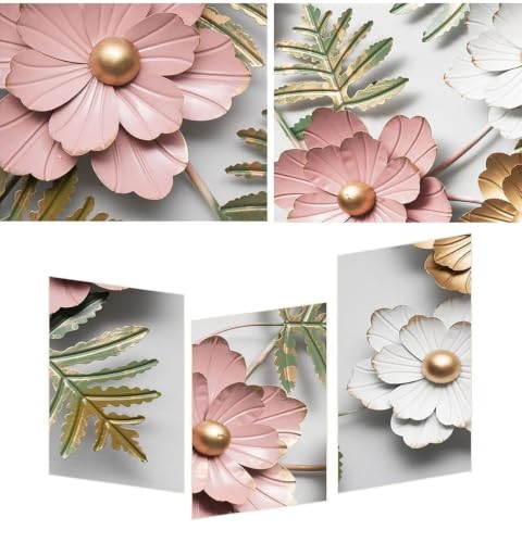 Image of SMILES GIFT Luxury Imported Wall Hanging | Large Handcrafted Pink Floral Wall Sculpture | Home Decor for Living Room & Office