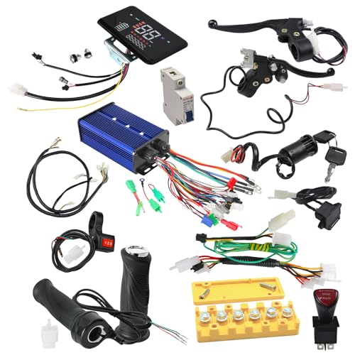 Kemblawolf 36V/48V/52V/60V/72V/84V 60A 3000W Brushless Controller Kit with Wiring Display Keylock Throttle Reverse for Electric Scooter Motor Controller Electric E Bike Go Kart Razor Dirt Bike
