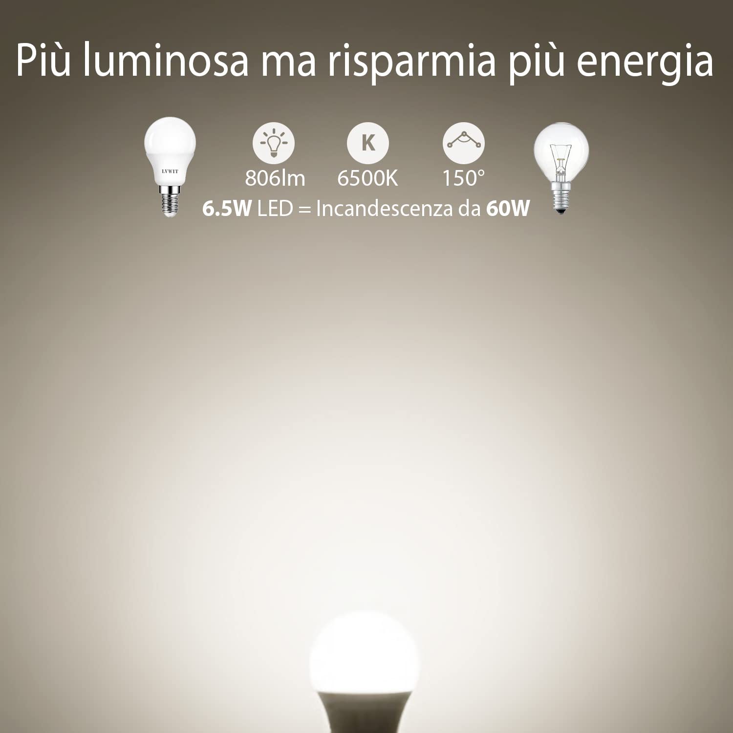 12 Lampadine LED E14 GY - 8W, 880 Lumen, Luce Fredda 6500K, Non Dimmerabile - Foto 2