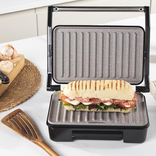 Salter Marblestone Electric Grill – Health Grill, 750W, Non-Stick Hot Plate, Griddle for Toastie, Panini, BBQ, Healthy Oil-Free Cooking, Steak, Drip Tray, Easy Clean, Cool Touch Handle, Automatic Temp - Image 10