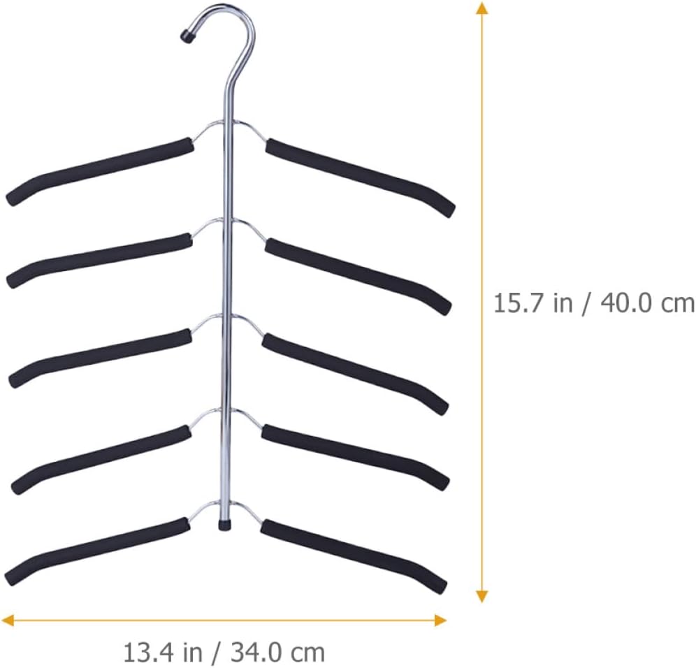 BESPORTBLE Multilayer Space Saving Closet Hangers with Non-Slip Sponge Coating, Black Coat and Tank Top Organizer for Home Closet Storage, 2pcs