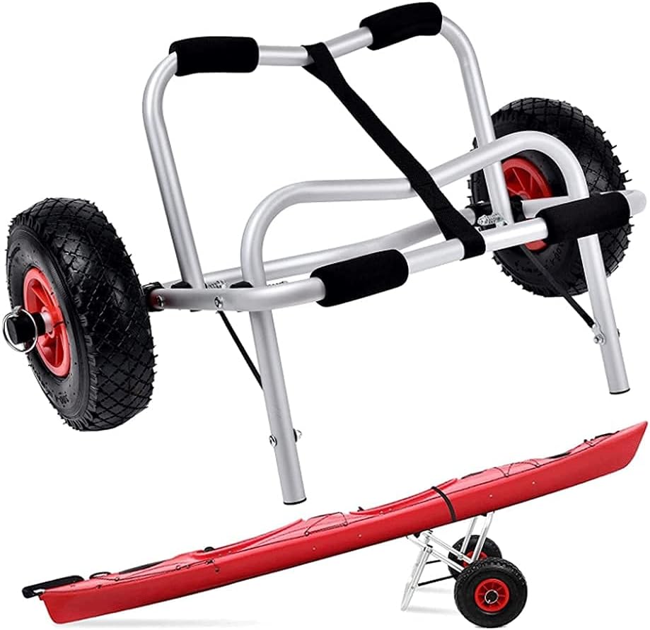 通販 激安 カートドリー ストラップ付きカヌーキャリアホイールトロリートップカヤックカノエスボートに座るための簡単な輸送カート