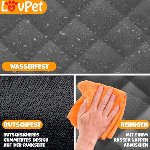 Lovpet® 2in1 Hundedecke für Auto Rückbank & Kofferraum mit Seitenschutz und Sichtfenster Kofferraumschutz - Wasserabweisende Hunde Autoschondecke Universal Autodecke Rücksitz Inkl. Zubehör, Grau