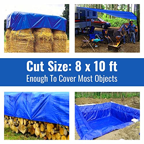 Tarpuglider Blue Tarp Pack of 4 Tarps Heavy Duty waterproof 8x10 Large Multipurpose Poly Outdoor Tarps Cover 5 Mil Thickness Blue Tarpaulin Reinforced Rip Resistant Rubber Edges With Aluminum Grommets - Thumbnail 5