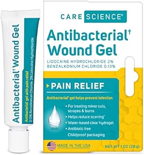 Care Science Antibacterial Wound Gel Pain Relief Hydrogel, 1 oz | with Lidocaine, Germ Shield Healing Treatment, Reduces Scarring, Prevents Infection for Cuts, Scrapes & Burns, First Aid
