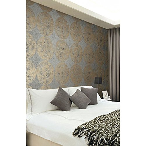 Seabrook wallpaper in Brown, Metallic Gold, Raised Ink MW30008