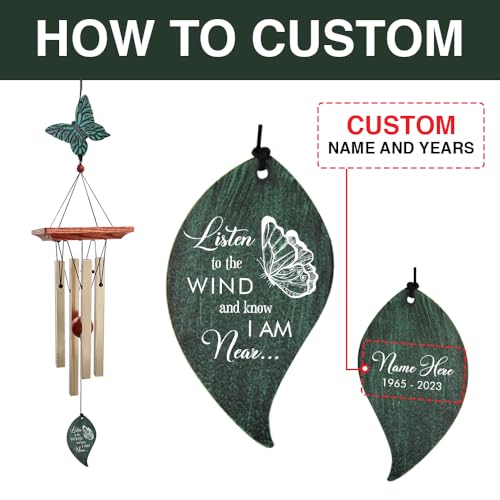 Image of ASTARIN Memorial Custom Wind Chimes for Loss of Loved One, Wind Chimes for Patio Yard Decor, 24'' Condolences