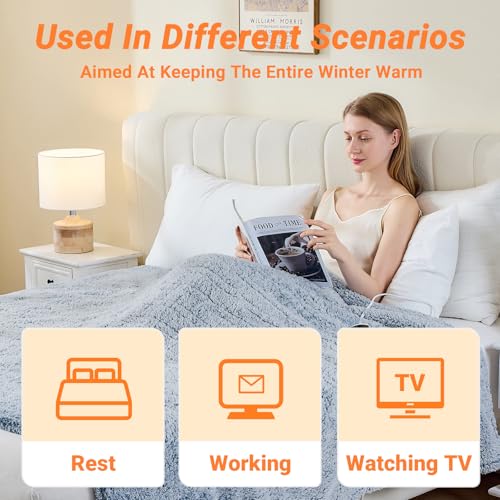 Manta Térmica Eléctrica Heated Throw 50"x60" con 8 Horas Apagado Automático y 10 Niveles de Calor miniatura 5
