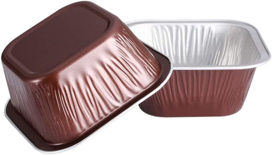 KEISEN square 3" 4oz 100ml 500/PK Disposable Aluminum Foil Cups for Muffin Cupcake Baking Bake Utility Ramekin Cup with taller lids (brown)