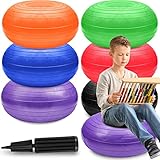 Lewtemi 6 Pieces Flexible Seating for Classroom Elementary Yoga Ball Chairs Wobble Seat for Kids Inflatable Donut Ball with Pump for Student Desk Chairs Exercise (Bright Color)