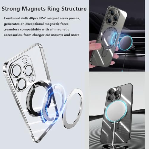Image of Magnetic Case for iPhone 16 Plus Case Stand & Ring Holder Compatible with MagSafe Built-in Camera Lens Protector Shockproof Phone Case for iPhone 16 Plus 6.7 inch - Purple