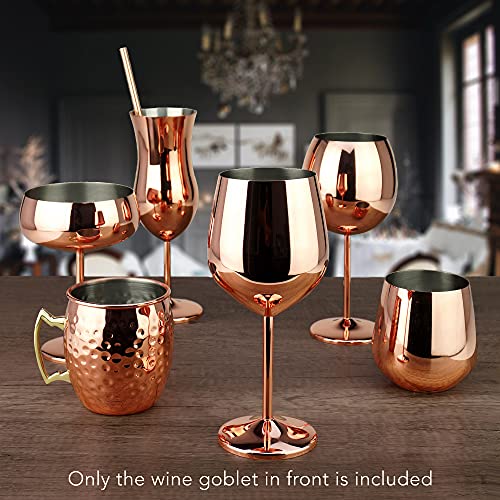 PG Copper/Rose Gold Stem Stainless Steel Wine Glass Set 4-18.5 oz