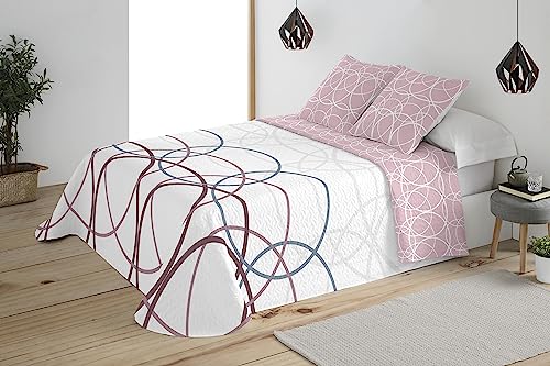 BOHEME Colcha Estampada Reversible Cosida Lorena Maquillaje Cama 90 cm - 180x270 cm