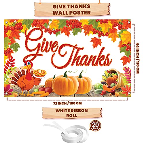 KatchOn Give Thanks Banner - XtraLarge, 72x44 Inch | Thanksgiving Backdrop for Party Decorations