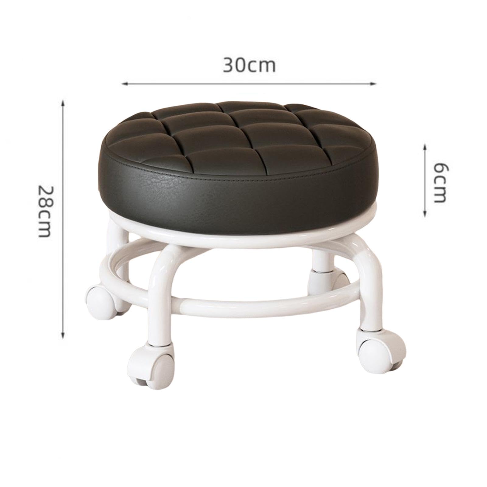 Rockible Taburete Bajo con Asiento y Ruedas, Taburete para Tareas Domésticas, Ruedas Giratorias Universales, Negro, Individual