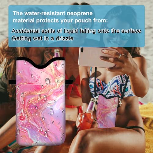 Image of Neoprene Cell Phone Sleeve Pouch Case Bag with Crossbody Strap Neck Lanyard for Women 7.1 X 3.9 in Gilding
