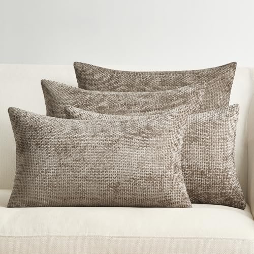 Topfinel Kissenbezug 4er Set Chenille Kissenbezüge für Wohnzimm Schlafzimmer Sofa