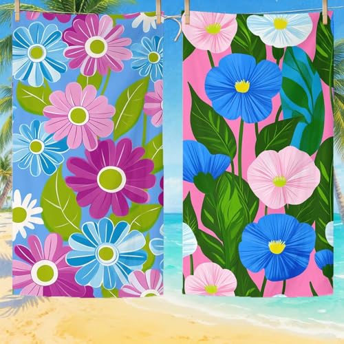 Toalla Playa 70x140cm Toallas de Playa Microfibra ,Toallas Baño Grandes, Secado Rápido Absorbente Suave Sin Arena Compacta Beach Towel para vacaciones Picnic Piscina Esencial con Bolsa Margarita Q-243