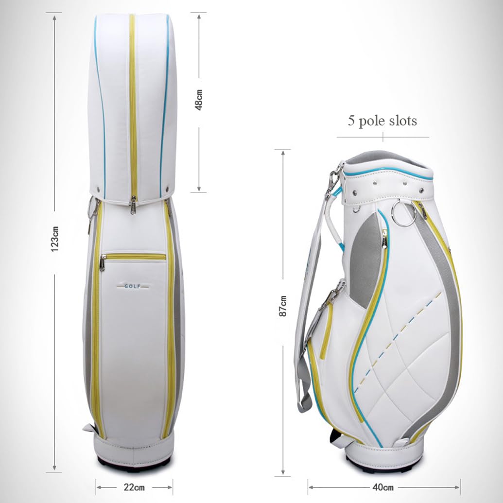 LANGWEI Bolsas para Palos De Golf para Mujer, Paquete Portátil De Gran Capacidad De Cuero PU Impermeable Blanco, Bolsa Estándar De Golf Ligera para Campo De Golf