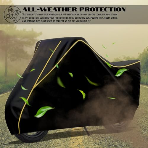 Image of Kayme Apache RTR 160 Water Resistant Bike Cover Heavy Duty Premium Taffeta Motorcycle Cover | UV Protection, Dustproof, All Weather, Scratchproof, Two Wheeler Body Cover with Elastic Bottom