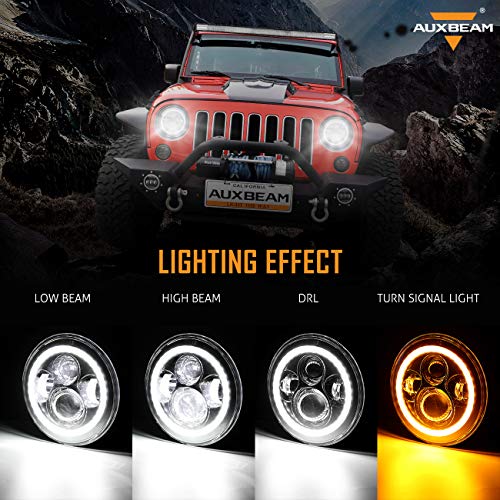 Image of Auxbeam 7 Inch LED Headlights DOT Approved for Jeep Wrangler JK TJ LJ CJ