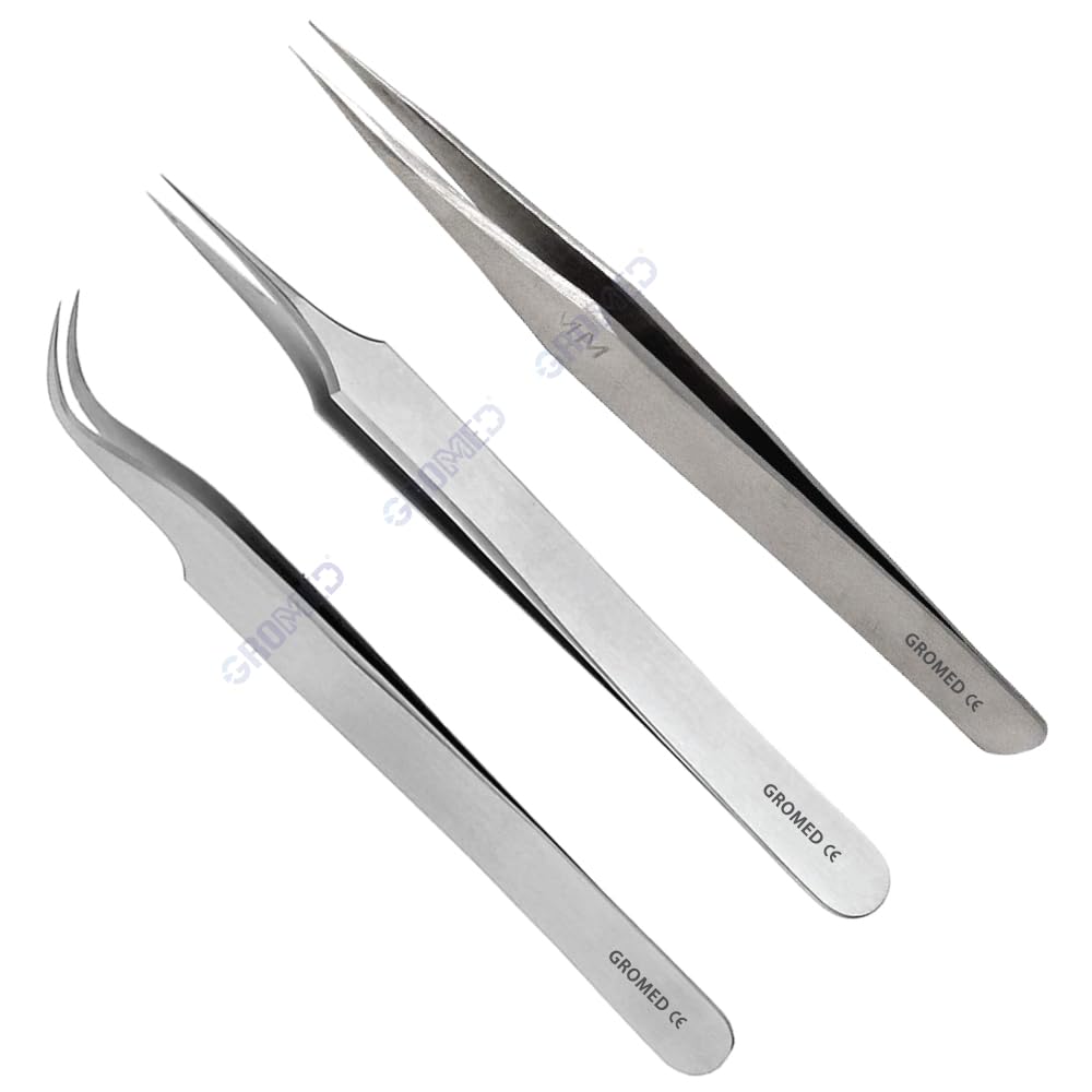 Gromed Fine Dissecting Forceps/Jewellers Forceps/Jeweler Forceps - Pack of 3, Size 5" / 12.5cm (Stainless Steel) Assorted Tip Shape, SS 304 Non Magnetic Jeweller Tool (B0CL4YHSMD) Amazon Price History, Amazon Price Tracker
