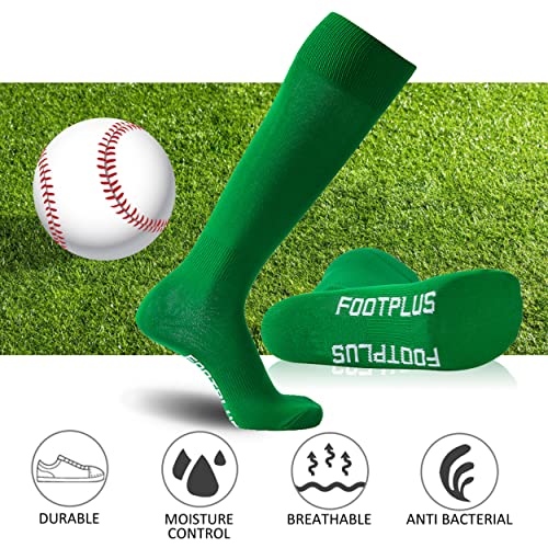 Image of FOOTPLUS Baseball Softball Socks,Unisex Over Knee High Solid Sports Rugby Summer Soccer Camps Socks