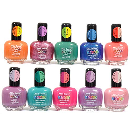 Mia Secret Mood Nail Lacquer Color Changing Nail Polish 10pc Set (10 Different Colors) Full Size Nail Polish