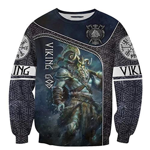 Sweat à capuche imprimé 3D viking zippé grande taille XXXL pour homme et femme