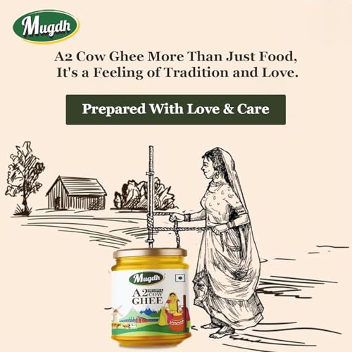 Image of Mugdh 100% Pure Traditional Bilona Method A2-500 ML | Pure & Organic Ghee Preservative-Free Quality Ghee for Cooking & Health Boosts Immunity & Skin Health Traditional cow Ghee (Glass Jar).