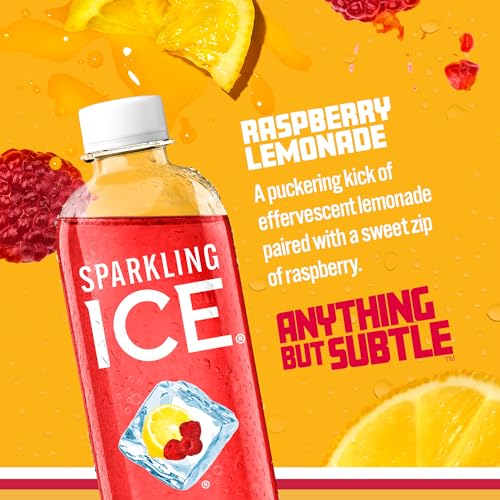 Image of Sparkling Ice, Raspberry Lemonade Sparkling Water, Zero Sugar Flavored Water, with Vitamins and Antioxidants, Low Calorie Beverage, 17 fl oz Bottles (Pack of 12)