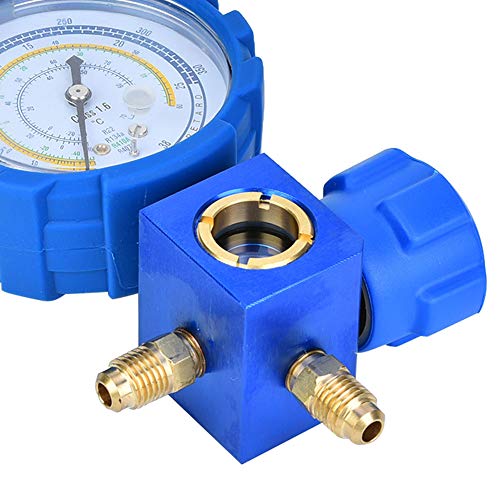 Juego de manómetros para aire acondicionado y refrigeración Saluaqui, conjunto de manómetro simple para refrigerantes R410A, R134A, R22 y R407C, rango de presión -30 a 550 psi miniatura 5