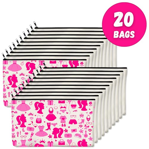 20 PCS Makeup Bag, Pink Party Favors, Pink Goodie Party Bags, Pink Girl Princess Party Supplies, Pink Party Decorations Gift Bag, Birthday Party Favors, Party Bags - B14