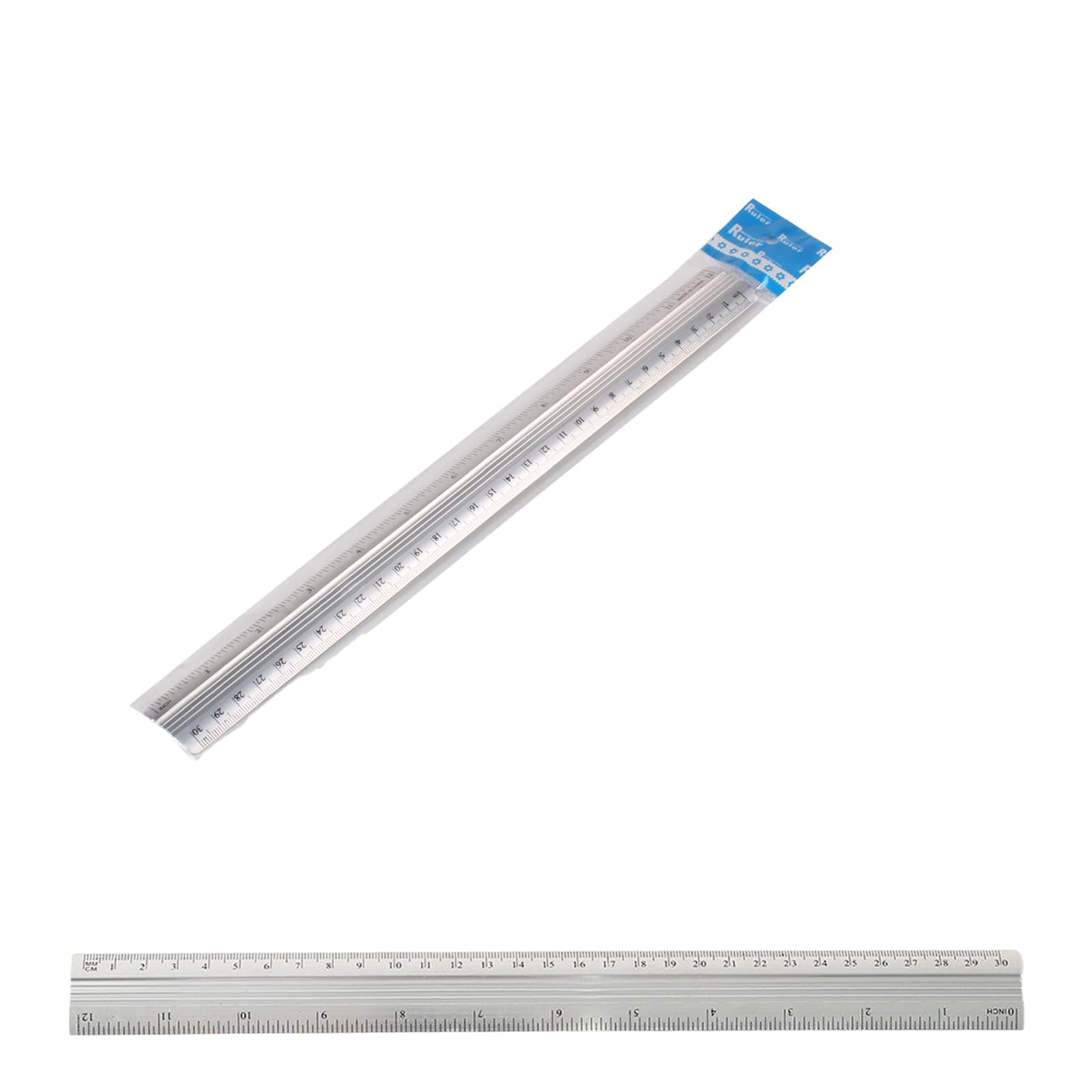 Ceegeww White 30Cm Aluminium Cutting Ruler With Dual-Sided Measurement, Safety Edge And High-Precision Printing,Metal Safety Rulers,Ruler Measuring Tool For Diy Enthusiasts And Home Hobby Projects