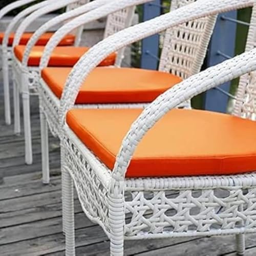 Image of HUMAIRA Outdoor FURNITURED8 6 Wire Rattan & Wicker Garden Patio Seating 2Chair and 1Table Set, Outdoor Balcony Garden Coffee Table Set Furniture (White+Orange)
