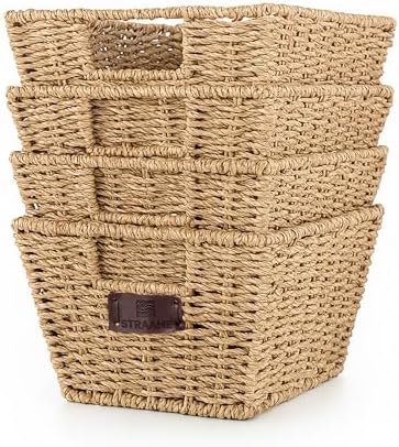 Straame Seagrass Storage Baskets Set of 4 - Handwoven Wicker Orga...